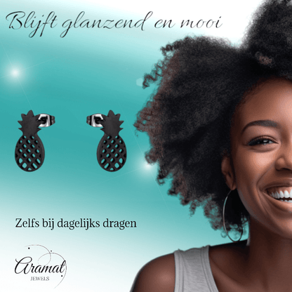 Stalen Oorbellen Ananas - Zomerse Accessoires - oor4399 - Oorbellen kopen# - Multikleurig - 10mm - 5mm