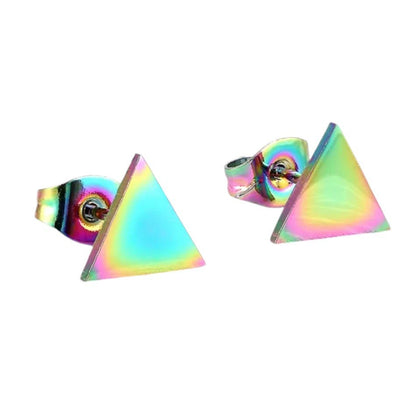 Stalen Oorbellen Driehoek Multikleur – 7mm - Aramat Jewels - Oorbellen - cadeautip