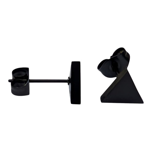Stalen Oorbellen Driehoek Zwart – 8mm - Aramat Jewels - Oorbellen - cadeautip