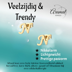 RVS letter N oorstekers goudkleurig