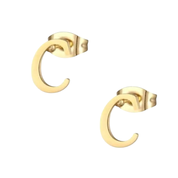 Goudkleurige RVS oorstekers Letter C