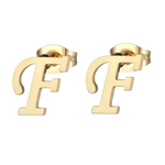Goudkleurige RVS oorstekers Letter F
