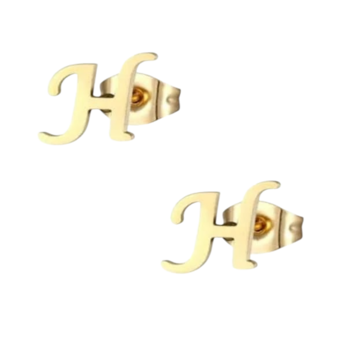 Goudkleurige RVS oorstekers Letter H