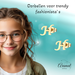 Goudkleurige RVS oorstekers Letter H