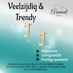 RVS letter J oorstekers goudkleurig