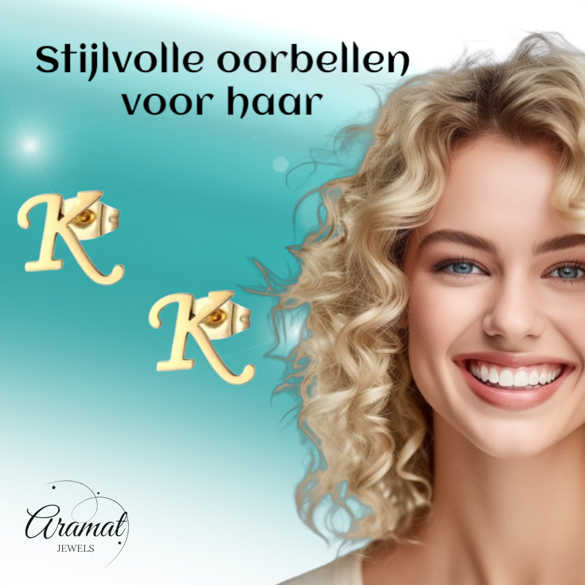 RVS letter K oorstekers goudkleurig