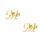 RVS letter M oorstekers goudkleurig