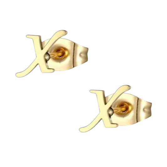 Stainless Steel Letter X Earrings Gold Colored – Initial