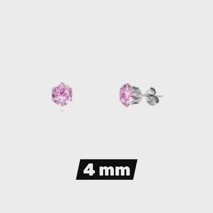 Steel Earrings - Pink Zirconia