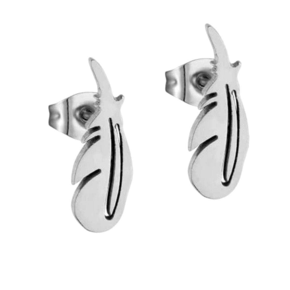Stalen Oorbellen Veertjes Zilverkleur – 9x3mm - Aramat Jewels - Oorbellen - cadeautip