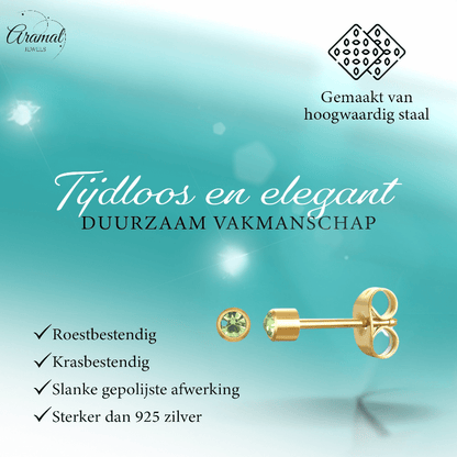 Stalen Oorstekers 3mm - Lichtgroen Kristal - oor575 - XE38687 - Oorbellen kopen# - 3mm - alles - cadeau