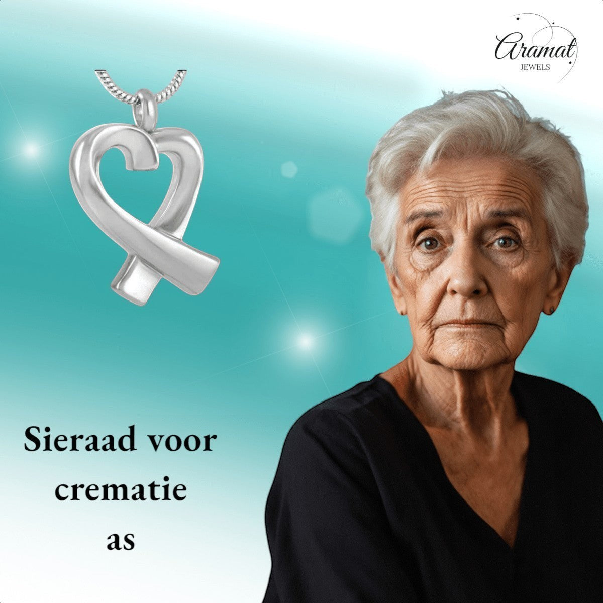 Stalen open hart ashanger – gedenksieraad - Aramat Jewels - Gedenkhangers - cadeautip