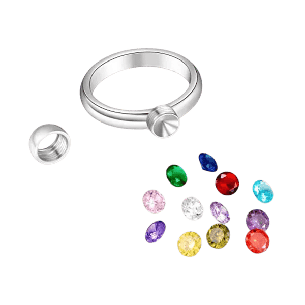 Stalen Ring met Verwisselbare Zirkonia – RVS