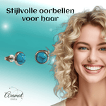 Stalen ronde oorbellen blauw gemarmerd 8mm - oor3070 - Oorbellen kopen# - 8mm - alles - blauw