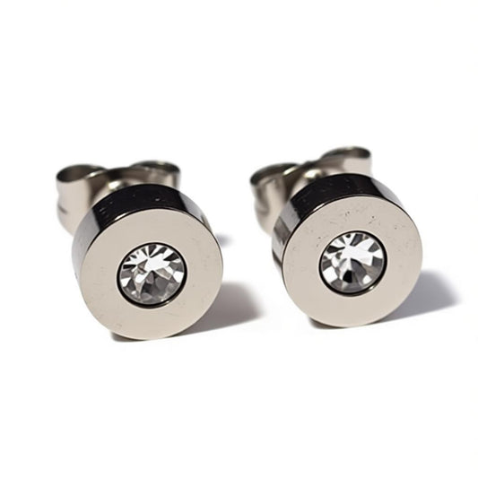 Steel Round Earrings with stone