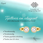 Stalen Ronde Oorbellen met Transparante Kristal-8mm | Oorbellen