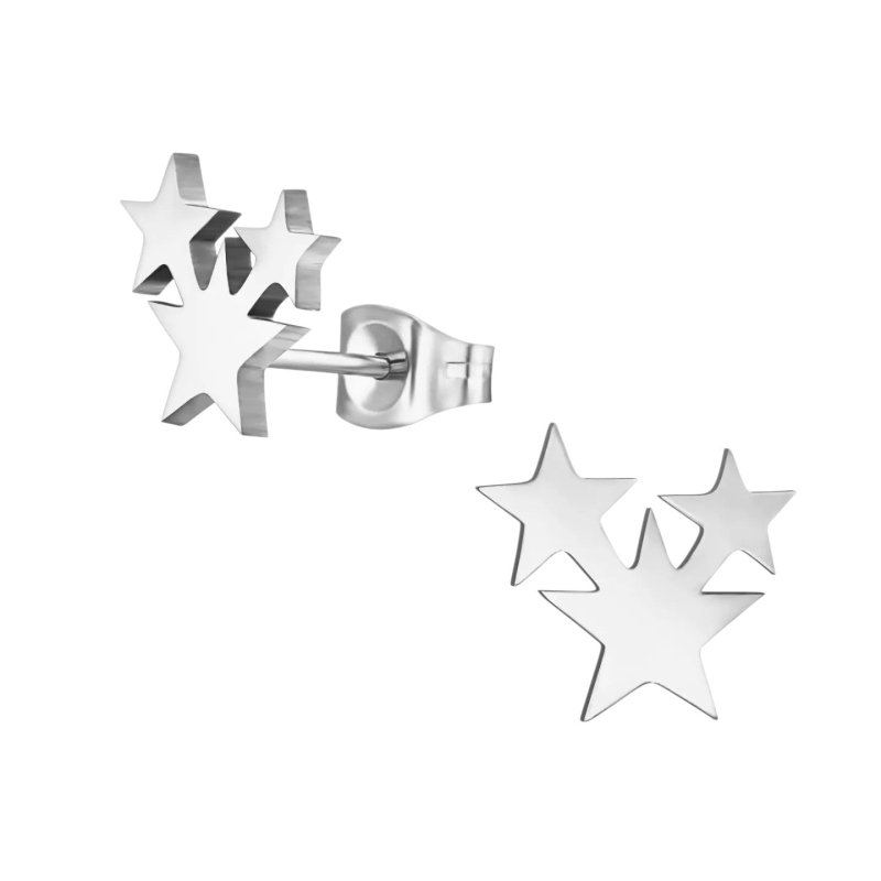 Stalen Sterren Oorbellen - Zwart of Zilverkleurig RVS - oor624 - XE45076 - Oorbellen kopen