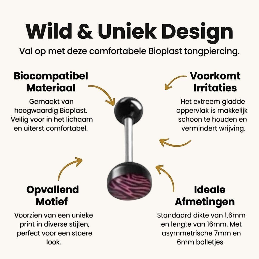 Een groep van zes paar nep oorstekers met zebraprint