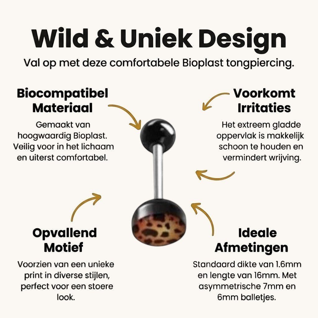 Een set van vier zwarte en bruine oorstekers met luipaardprint