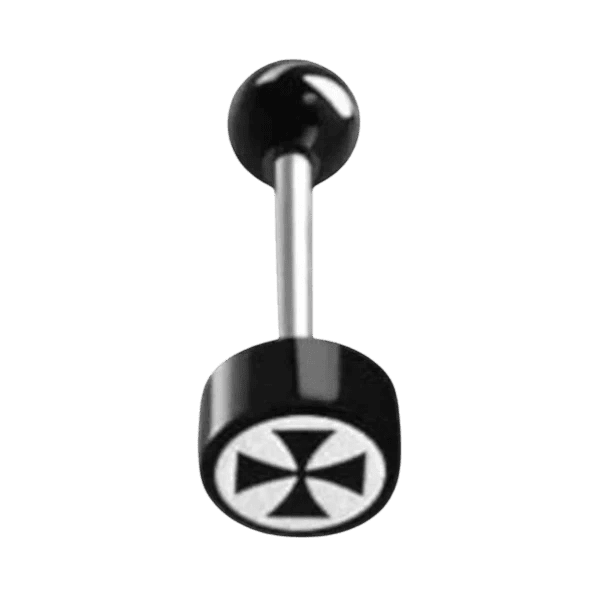 Een paar zwart-witte oorpiercings