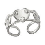 Stalen Verstelbare Open Ring - 3 Hartjes & Dots - One Size - ring279 - 76747 - Ringen kopen