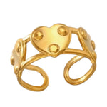 Stalen Verstelbare Open Ring - 3 Hartjes & Dots - One Size - ring279 - 76747 - Ringen kopen