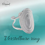 Stalen Verstelbare Open Ring - Bewerkte Ovaal 24mm - One Size - ring269 - 160712 - Ringen kopen