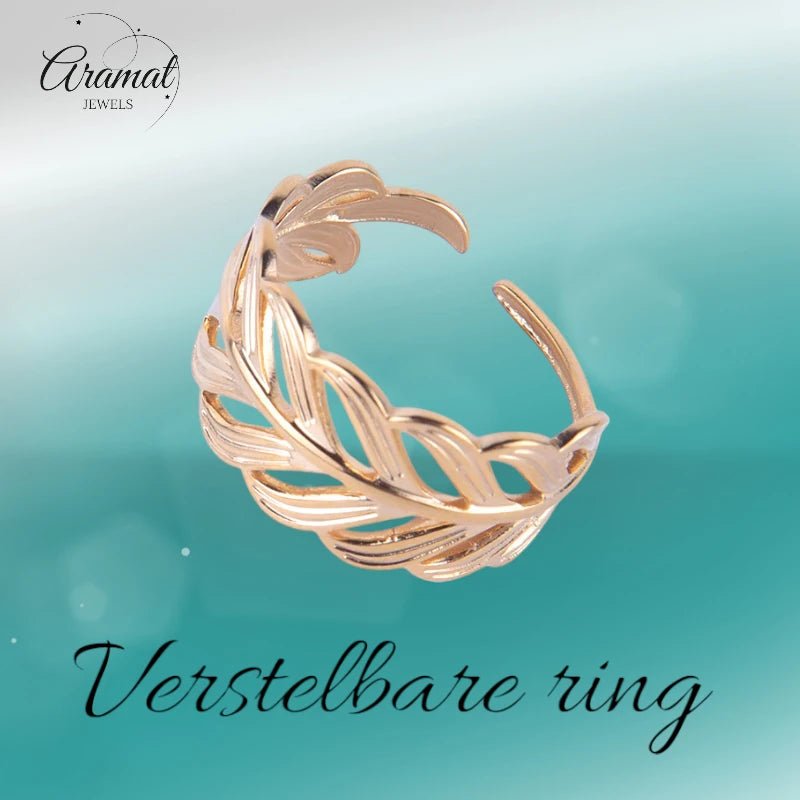 Stalen Verstelbare Open Ring - Blaadje - One Size - ring289 - 161467 - Ringen kopen