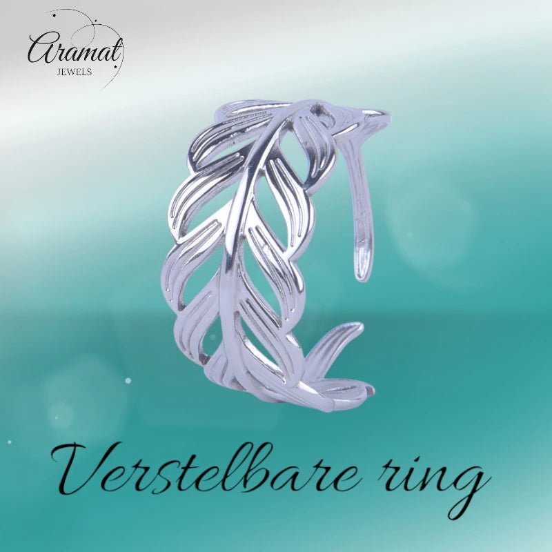 Stalen Verstelbare Open Ring - Blaadje - One Size - ring289 - 161467 - Ringen kopen