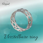 Stalen Verstelbare Open Ring - Gevlochten Motief - One Size - ring315 - 161794 - Ringen kopen# - Zilverkleur - alles - bali