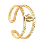 Stalen Verstelbare Open Ring - In Elkaar Motief - One Size - ring294 - 104807 - Ringen kopen