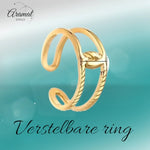 Stalen Verstelbare Open Ring - In Elkaar Motief - One Size - ring294 - 104807 - Ringen kopen