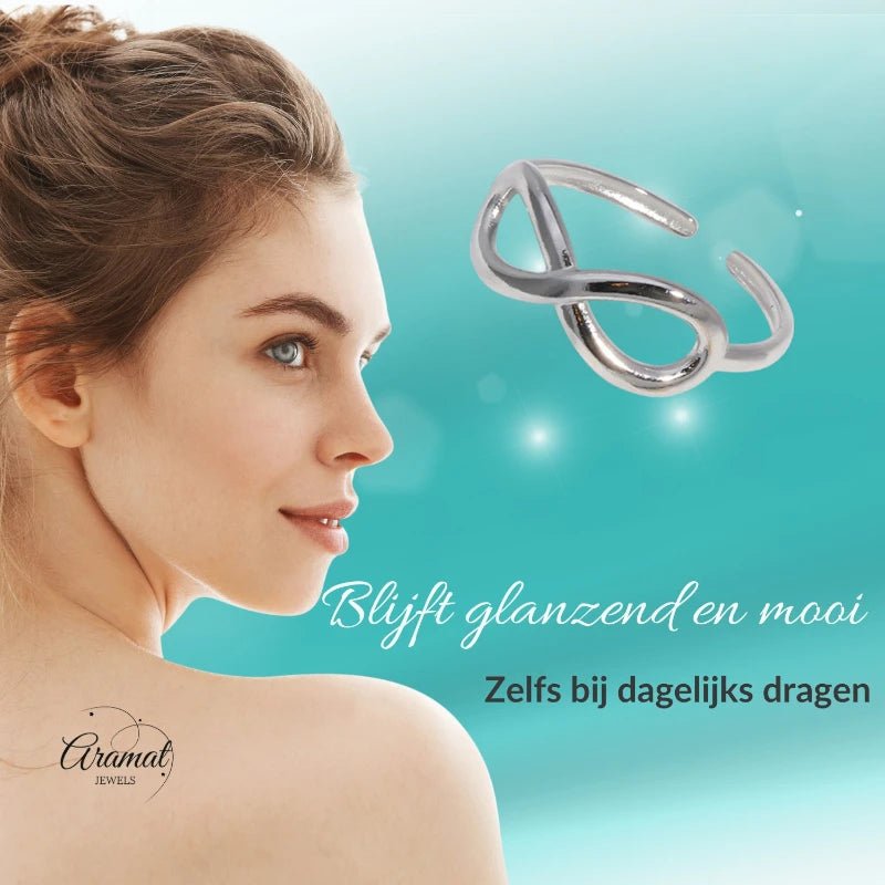 Stalen Verstelbare Open Ring - Infinity Symbool - One Size - ring265 - 161011 - Ringen kopen