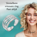 Stalen Verstelbare Open Ring - Lijnenspel - One Size - ring291 - 80119 - Ringen kopen