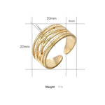 Stalen Verstelbare Open Ring - Lijnenspel - One Size - ring291 - 80119 - Ringen kopen