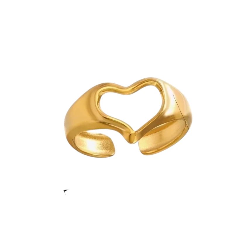 Stalen Verstelbare Open Ring - Open Hartje - One Size - ring287 - 76744 - Ringen kopen