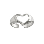 Stalen Verstelbare Open Ring - Open Hartje - One Size - ring288 - 76733 - Ringen kopen