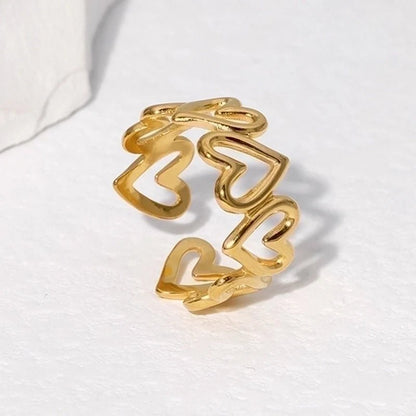 Stalen Verstelbare Open Ring - Open Hartjes - One Size - ring263 - 73901 - Ringen kopen