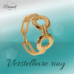 Stalen Verstelbare Open Ring - Streepjes & Cirkels - One Size - ring261 - 162114 - Ringen kopen