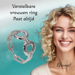 Stalen Verstelbare Open Ring - Streepjes & Cirkels - One Size - ring261 - 162114 - Ringen kopen