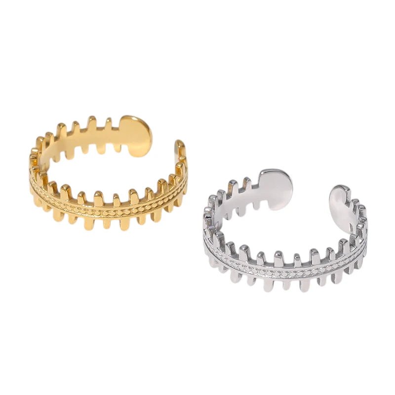 Stalen Verstelbare Open Ring - Streepjes & Dots - One Size - ring275 - 161457 - Ringen kopen