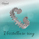 Stalen Verstelbare Open Ring - Streepjes & Dots - One Size - ring275 - 161457 - Ringen kopen