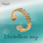 Stalen Verstelbare Open Ring - Streepjes & Dots - One Size - ring275 - 161457 - Ringen kopen