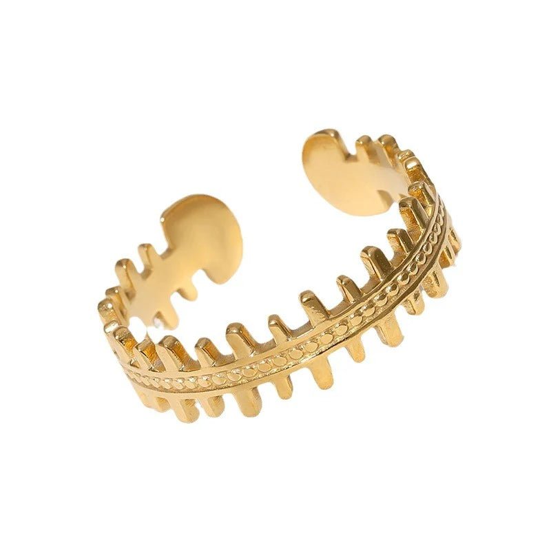 Stalen Verstelbare Open Ring - Streepjes & Dots - One Size - ring276 - 161456 - Ringen kopen