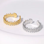 Stalen Verstelbare Open Ring - Streepjes & Dots - One Size - ring276 - 161456 - Ringen kopen