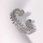 Stalen Verstelbare Open Ring - Streepjes & Dots - One Size - ring276 - 161456 - Ringen kopen