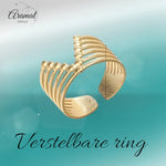 Stalen Verstelbare Open Ring - V - Shape & Dots - One Size - ring282 - 80112 - Ringen kopen