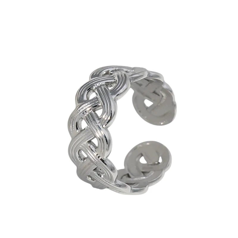 Stalen Verstelbare Open Ring - Vlecht Motief - One Size - ring271 - 161758 - Ringen kopen