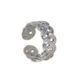 Stalen Verstelbare Open Ring - Vlecht Motief - One Size - ring272 - 161759 - Ringen kopen