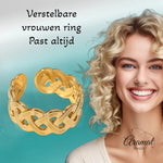 Stalen Verstelbare Open Ring - Vlecht Motief - One Size - ring272 - 161759 - Ringen kopen